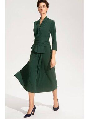 The Fold London Arlington Jersey Dress UK 12 US 8 Pine Green